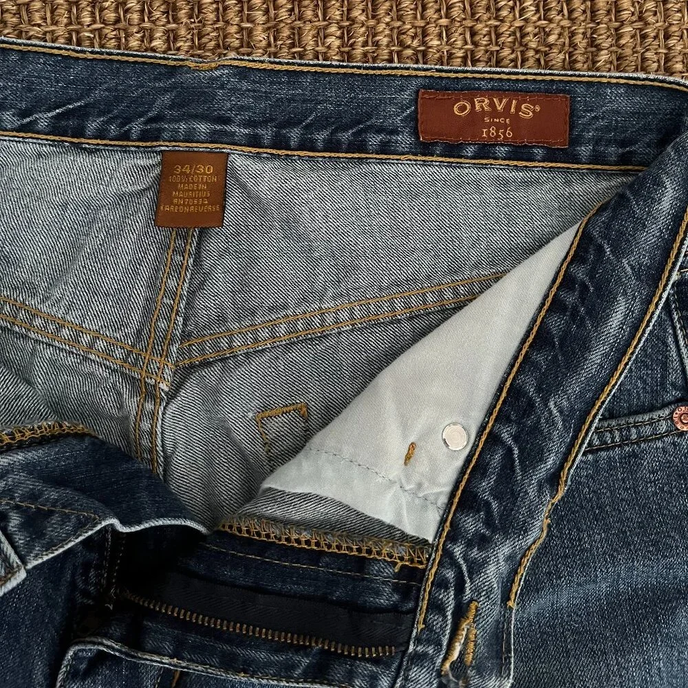 Orvis Men's Blue Denim Jeans - Classic Straight Fit 34x30 - Picture 5 of 5